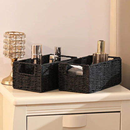 Set of 2 Foldable Wicker Storage Baskets...