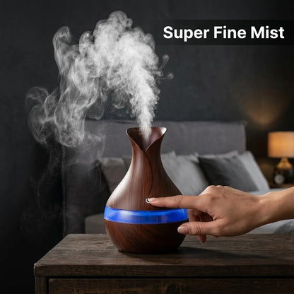 6 In Wood Grain Vase-Shaped. Humidifier, Aromatherapy for Home 7 Color LED Night Light, Auto Shut-Off, for Yoga Spa