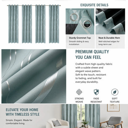 Luxury 100% Blackout Curtains Solid Color Window Drapes, Thermal Insulating Room Darkening with Eyelet Rings, 5 Colors, Many Sizes...