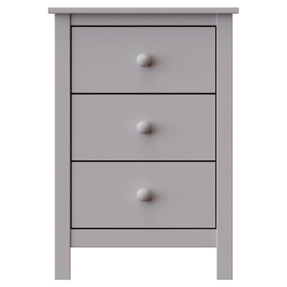 Tall Nightstand with 3 Drawers - Solid Pine Wood Table  Gray...
