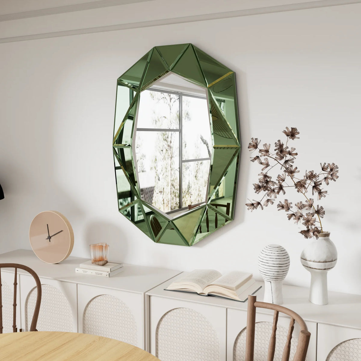 Irregular Decorative Wall Mirror 28x39 Inches with Beveled Diamond Edge