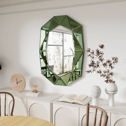 Irregular Decorative Wall Mirror 28x39 Inches with Beveled Diamond Edge
