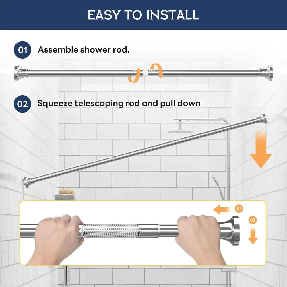 Stainless Steel Tension Shower Curtain Rod, 31-80 Inches, Heavy Duty, No-Drill for Bathroom, Kitchen, Closet.....