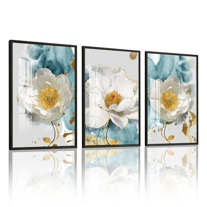 3 Panel Floral Wall Art, 16x24 Inch Colorful Flower Framed Prints....