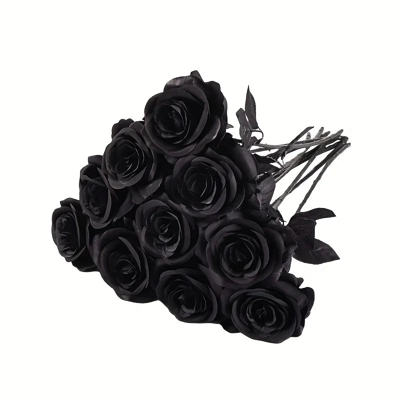 Artificial Black Roses  Long Stem, with No Container