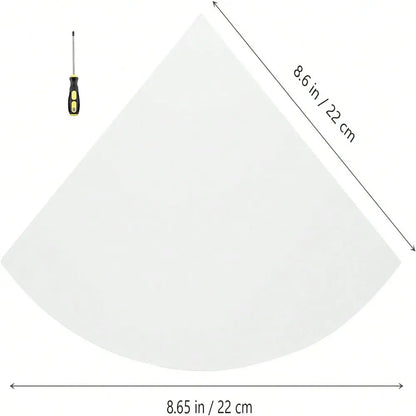 5-Piece White Floating Corner Shelf, Wall Mount Durable Plastic Construction, Non-Hole