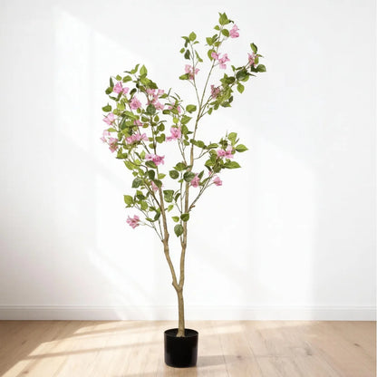 5FT Artificial Bougainvillea Flowering Tree with Black Plastic Pot, Realistic...