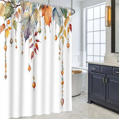 Watercolor Autumn Maple Leaf Shower Curtain, With 12 Rod Hooks, Waterproof 2 Sizes....
