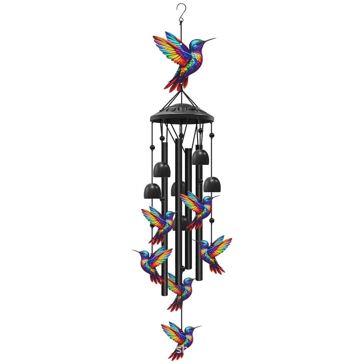 Colorful Hummingbird Wind Chimes Metal Aluminum Tube Bell, Waterproof Outdoor