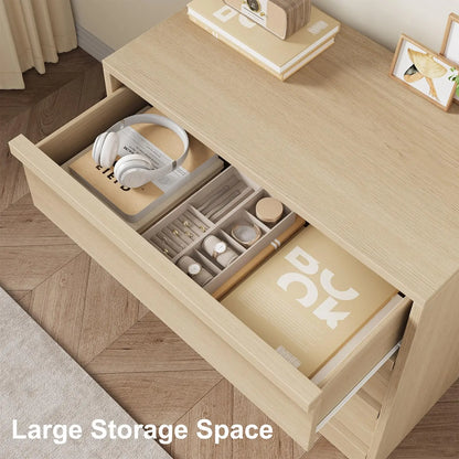 4 Drawer Nightstand Wooden Bedside Table With Large Storage