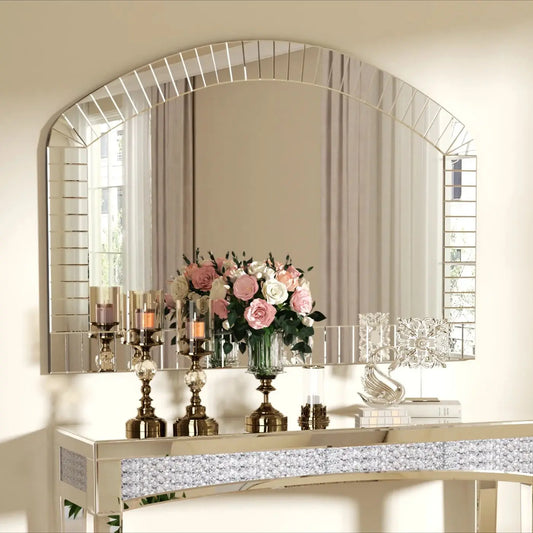 Extra Large Arched Wall Mirror, Silver Glass, Venetian Accent Mirror.....