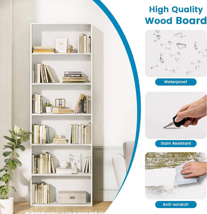 6-Tier Bookshelf, Floor Standing 71" Tall