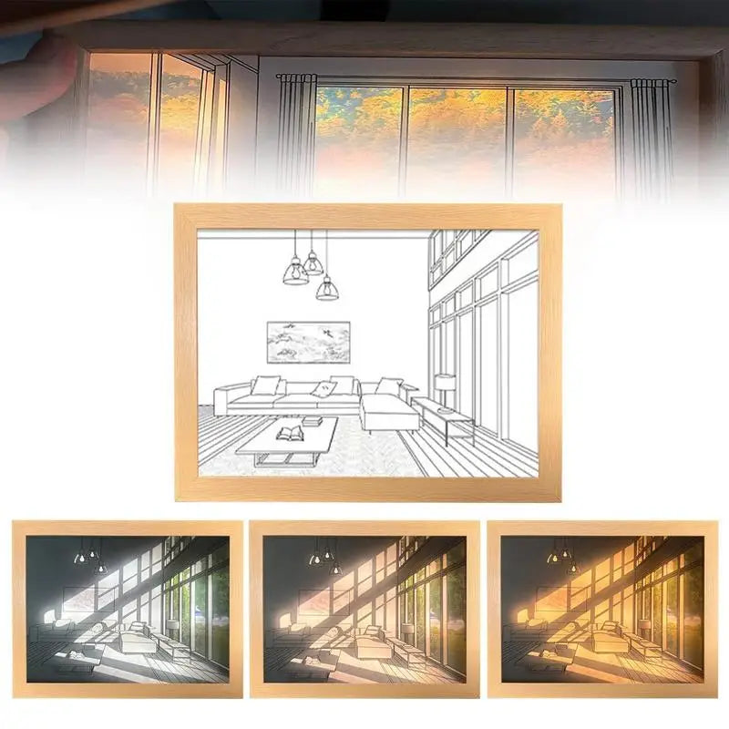 Creative Wall Art Painting, Lighting Picture Frame LED 3 Colors Night Light ....
