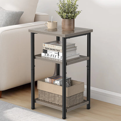 3 Tier  End Table Storage Shelf with Adjustable Feet