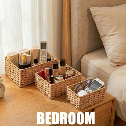 Set Of 3 Handwoven Natural Wicker Basket For Organizing....