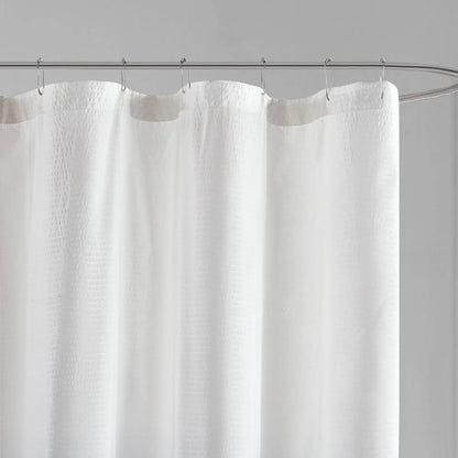 Shadow Printed Seersucker Shower Curtain Grey 72x72" Liner 12 Grommet Rust Proof Washable Machine Waterproof
