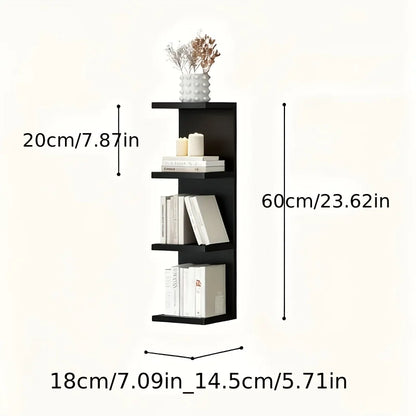 Floating Shelf Group - 4-layer wall-mounted, invisible hardware, reinforced brackets, natural wood grain, easy to install