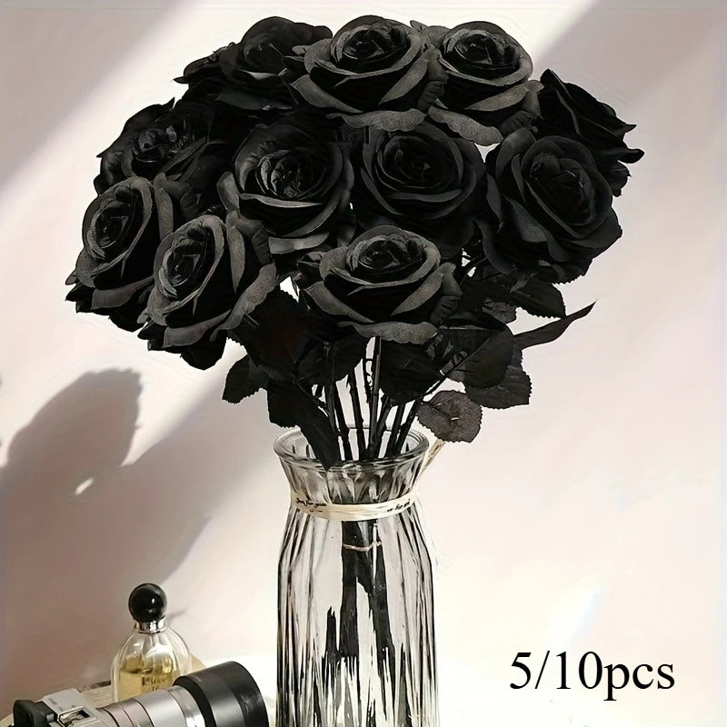 Artificial Black Roses  Long Stem, with No Container