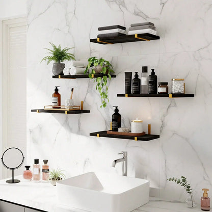 5/10Pcs Floating Shelves, 4.7 In Wide 16  Long  with Invisible Brackets, Rustic Wood .......