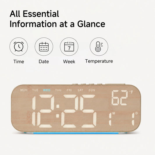 10inch 4-Color Digital Alarm Clock, Date, Temp, Timer, USB-C.....