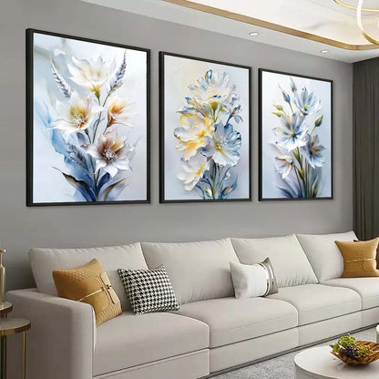 3 Panel 3D Textured Floral Wall Art, 16x24 Inch Embossed Flower Framed Wall Prints.....