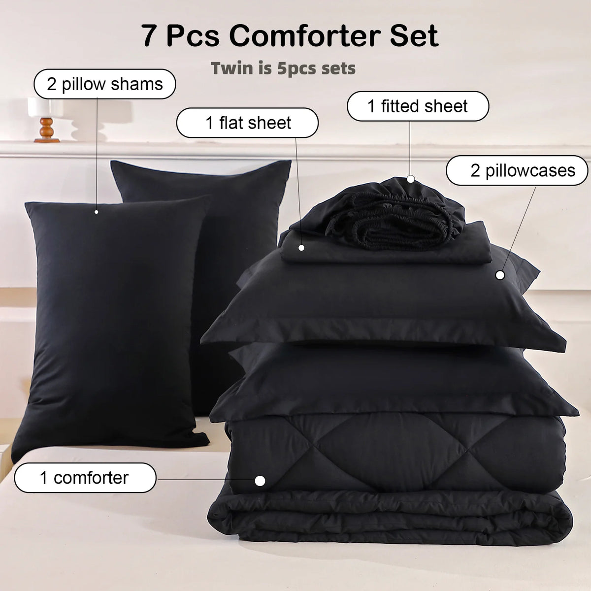 5pcs/7pcs Twin Full Queen King Bedding Sets  Comforter Flat Sheet Fitted Sheet Pillowcases Sleeping Sets