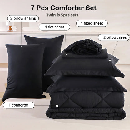 5pcs/7pcs Twin Full Queen King Bedding Sets  Comforter Flat Sheet Fitted Sheet Pillowcases Sleeping Sets