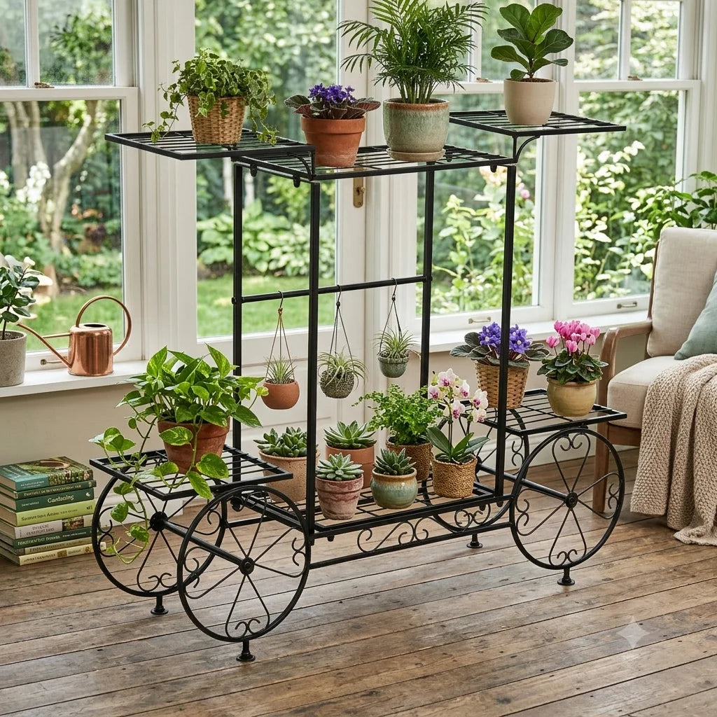 Metal Garden Cart Stand Flower Pot Holder....
