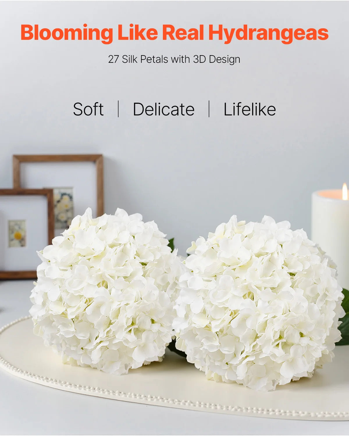 Artificial Flowers Real Looking White Silk Hydrangea Bulk