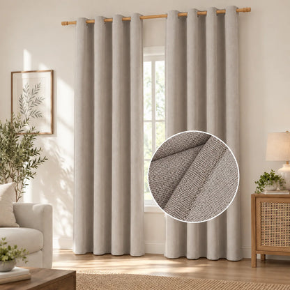 2 Panels Blackout Curtains 52x84in, 52x96in,  Triple-Woven Heavy Fabric, Grommet Top For Living Room & Bedroom