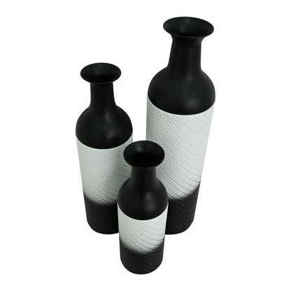 3-Tier Metal Floor Vases Set, Black & White Tall Vases....
