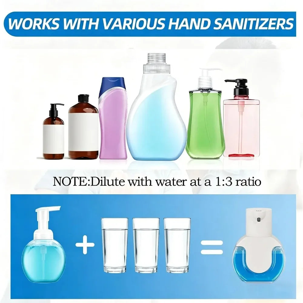 Touchless Plastic Foaming Soap Dispenser, USB Rechargeable, 4-Level Adjustable, Wall Mount or Countertop, 15oz/420ml.....
