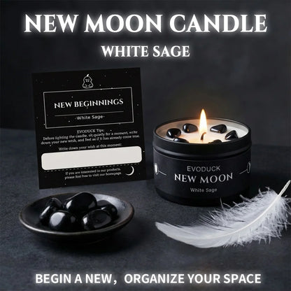 Moon Phase Crystal Scented Candle Set, 3oz  White Sage, Lemongrass, Jasmine and Lavender Aromatherapy, 9 Different variations Sets.....