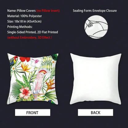 Throw Pillow Covers, Single-Sided Printed, Envelope Closure, 18x18 Inch Decorative Pillowcase