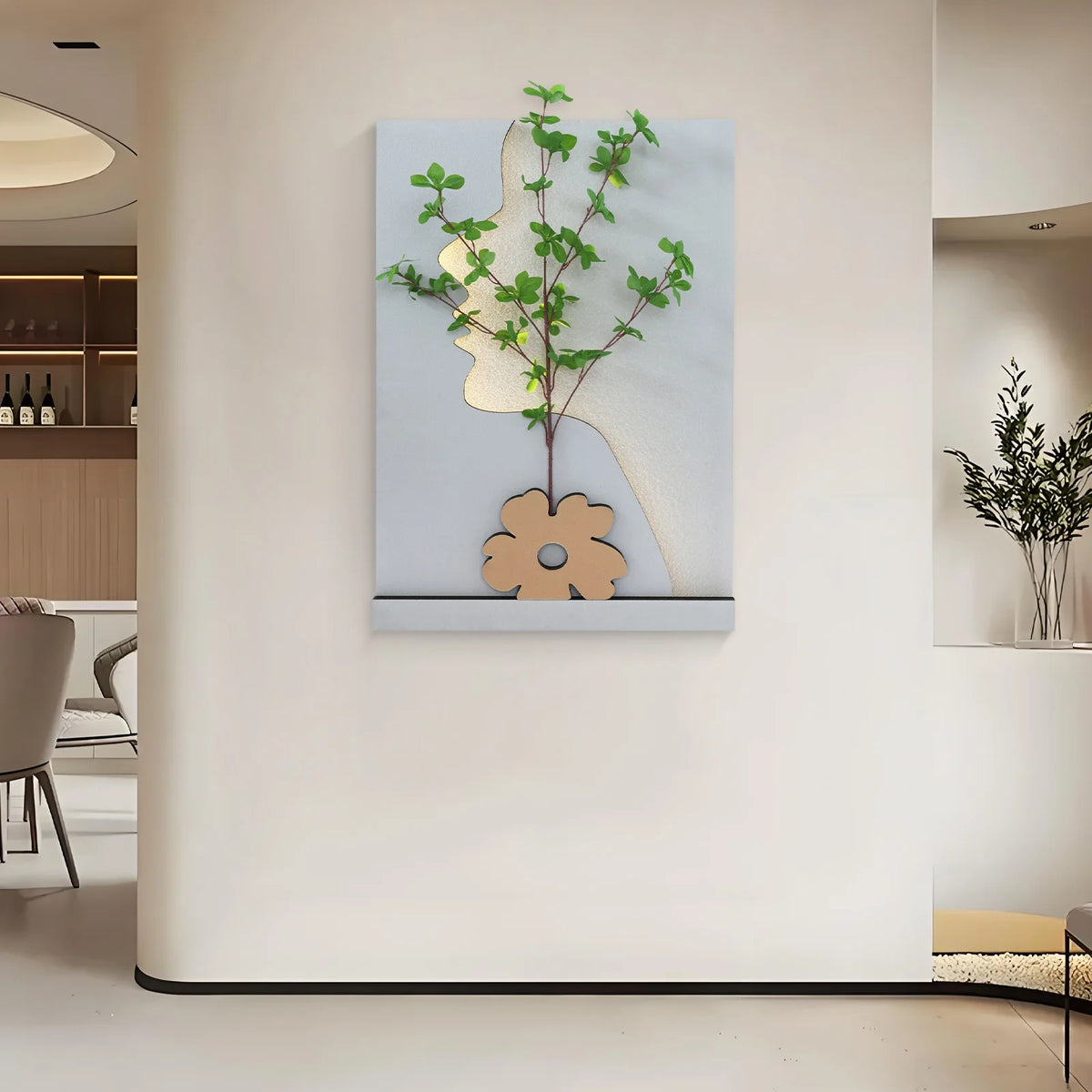 Sandstone LED Wall Art Side Face Sculpture, W 20 Inch's, H 27.5 Inch's