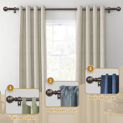1 Set 5/8 Inch Diameter Heavy-Duty  28 to 120 Inch Curtain Rod, Telescoping Single Rod, 28 to 120 Inches, 5 Colors, 3 Sizes....