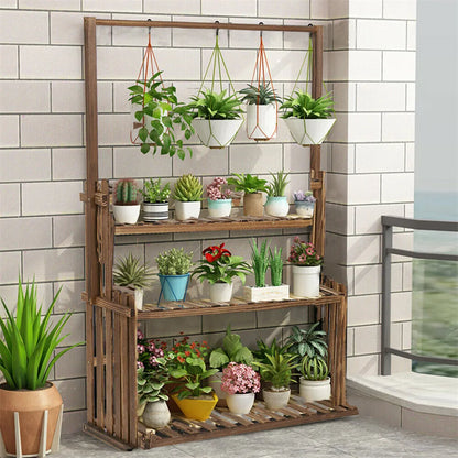 Heavy Duty Hanging Plant Stand Multiple Wood Flower Planter