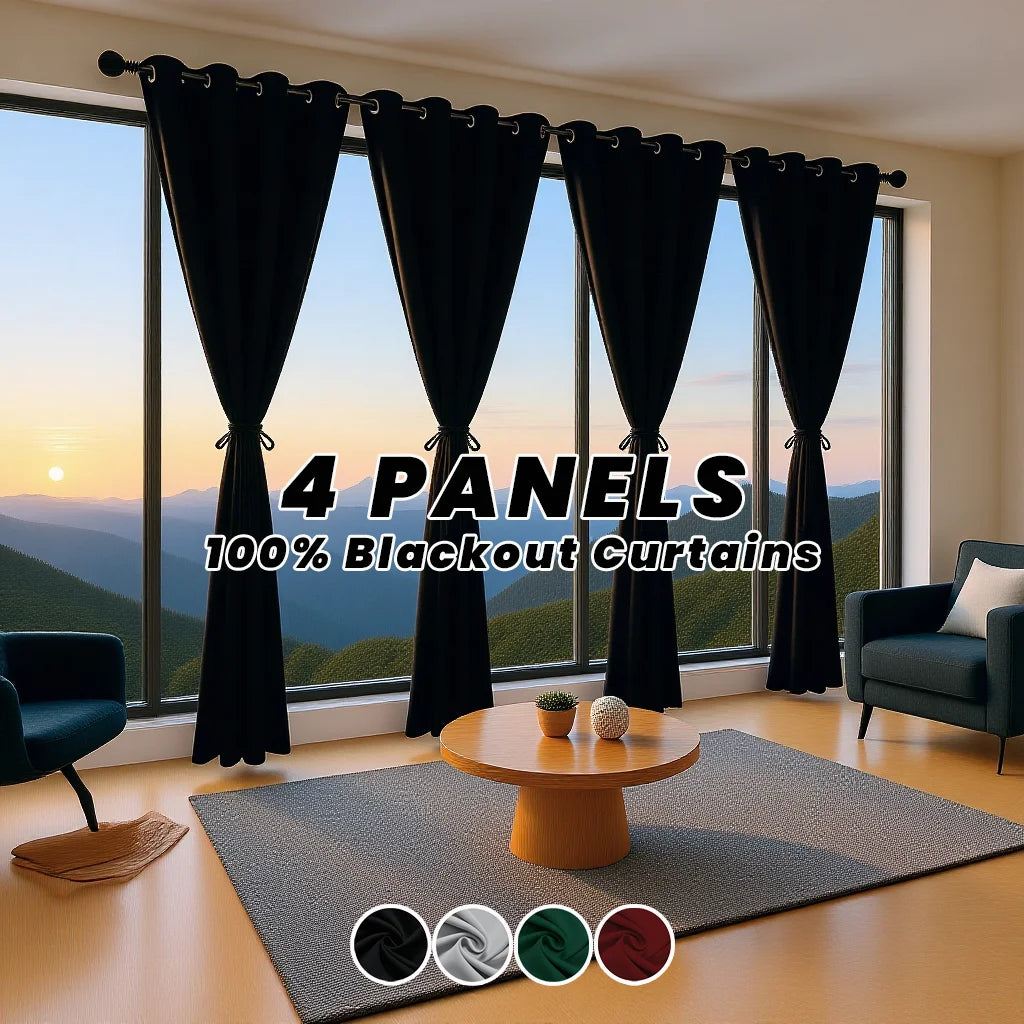 4 Panels 100% Blackout Curtains, Thermal Noise Reduce Privacy Drapes, 4 Colors, Many Sizes.....