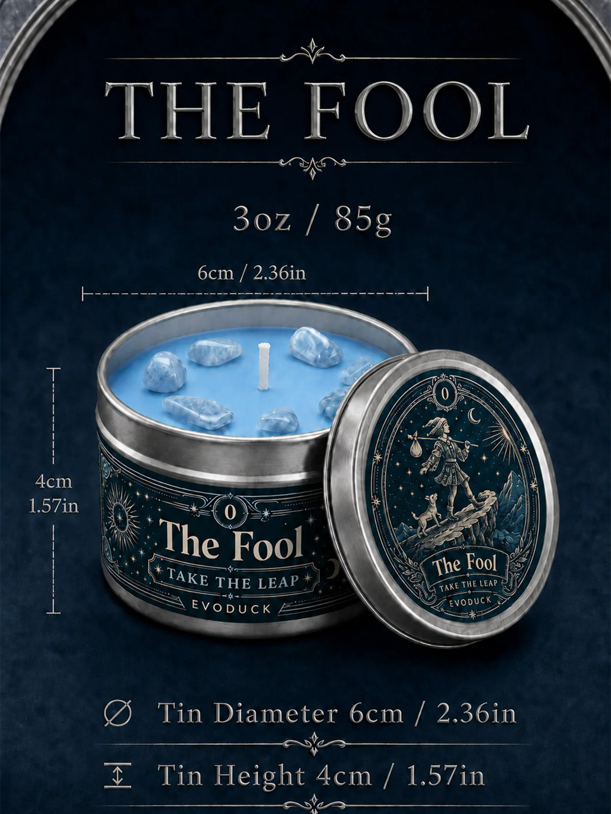 The Fool Tarot Candle, Bergamot & White Blossom Scented Candle3 Oz., with Clear Crystal Stones, Candle for Meditation, New Beginnings, 3/2/1 Sets...