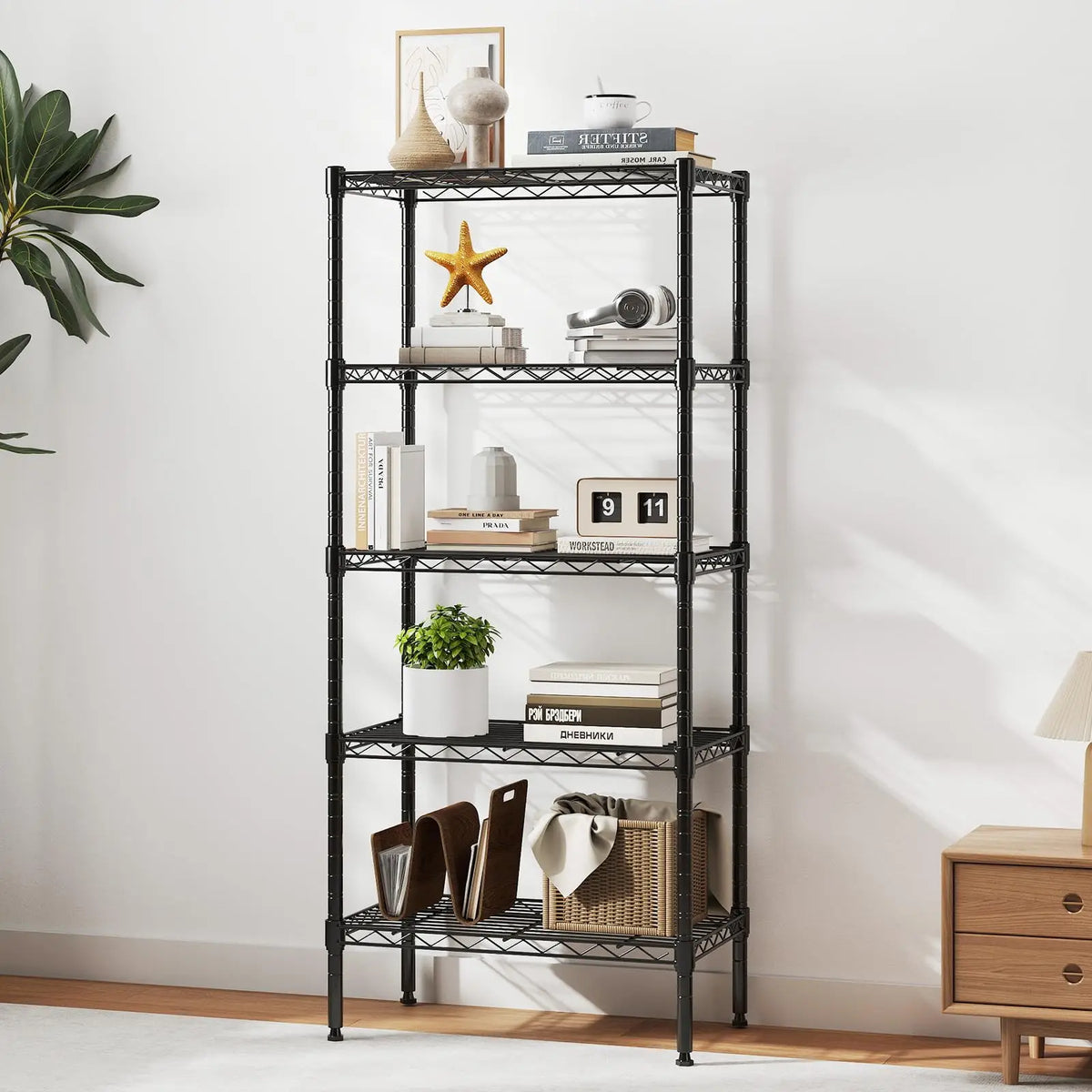 3-5 Tier Rustic Metal Storage Shelves Adjustable Racks, Standing Metal Frame.....