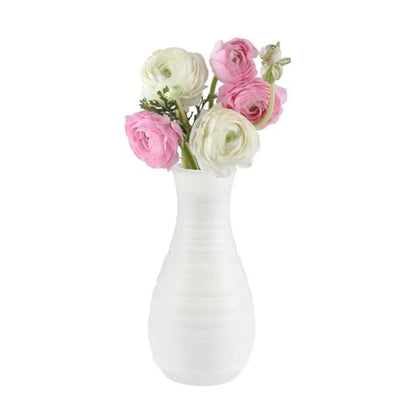 White Plastic Flower Vase, Ceramic-Look