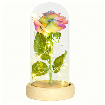 Eternal Rose In Glass Dome Artificial Forever Flower LED Light