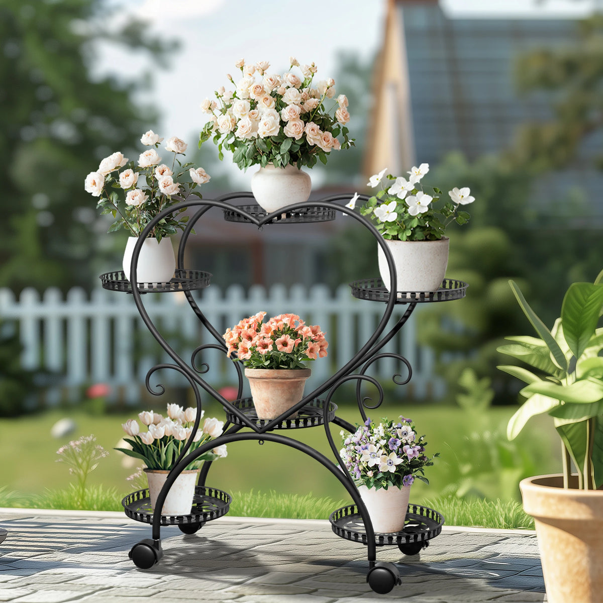 6 Tier Metal Rolling Plant Stand with Wheels....