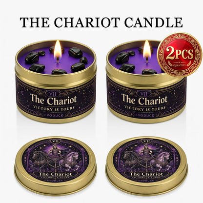 3/2/1 Sets, The Chariot Tarot Candle with Black Crystal Stones, Purple Wax Scented for Meditation, 3 Oz....