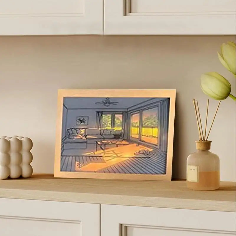 Creative Wall Art Painting, Lighting Picture Frame LED 3 Colors Night Light ....