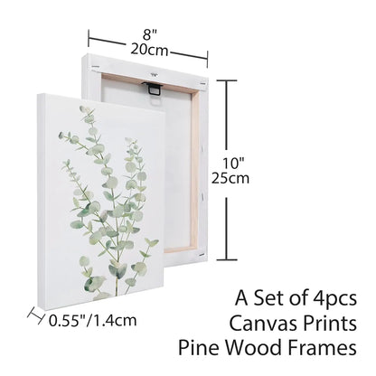 4‑Pcs Framed Botanical Canvas Wall Art 8×10 Inch, Boho Wall Decor for Any Room....