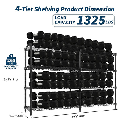 Heavy Duty Storage Shelves 4/5 Tiers Metal Shelving Adjustable