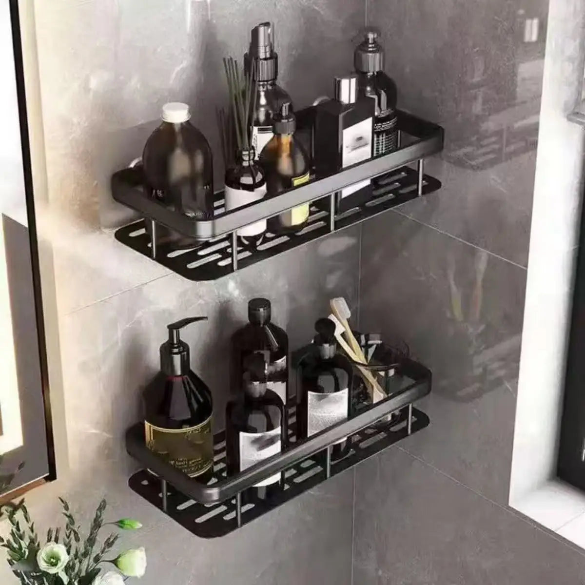 Bathroom Shelf No Drill Wall Mounted Aluminum