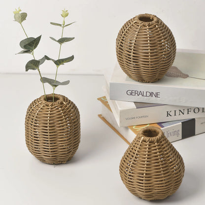 Handmade Vintage Hand Woven Rattan Vase