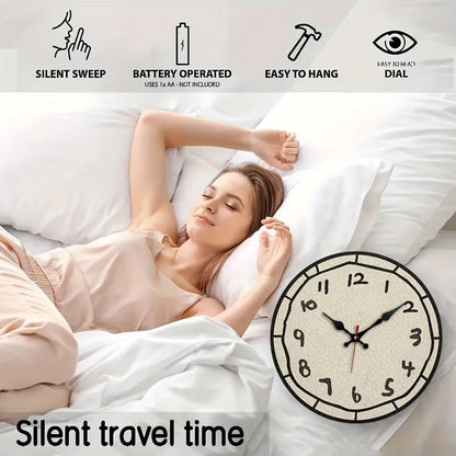 Vintage Wooden Wall Clock - Silent Quartz, Battery Operated (AA Batteries Not Included)